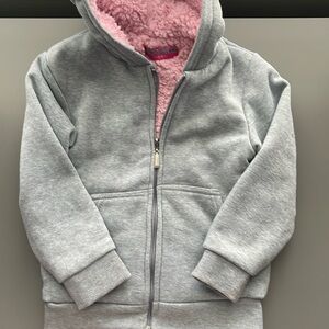 Girls Sherpa zip up hoodie, worn once
